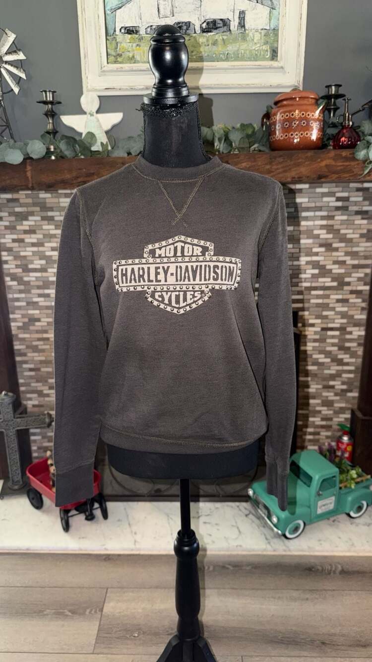 Harley-Davidson Studded Logo Pullover Sweatshirt Espresso